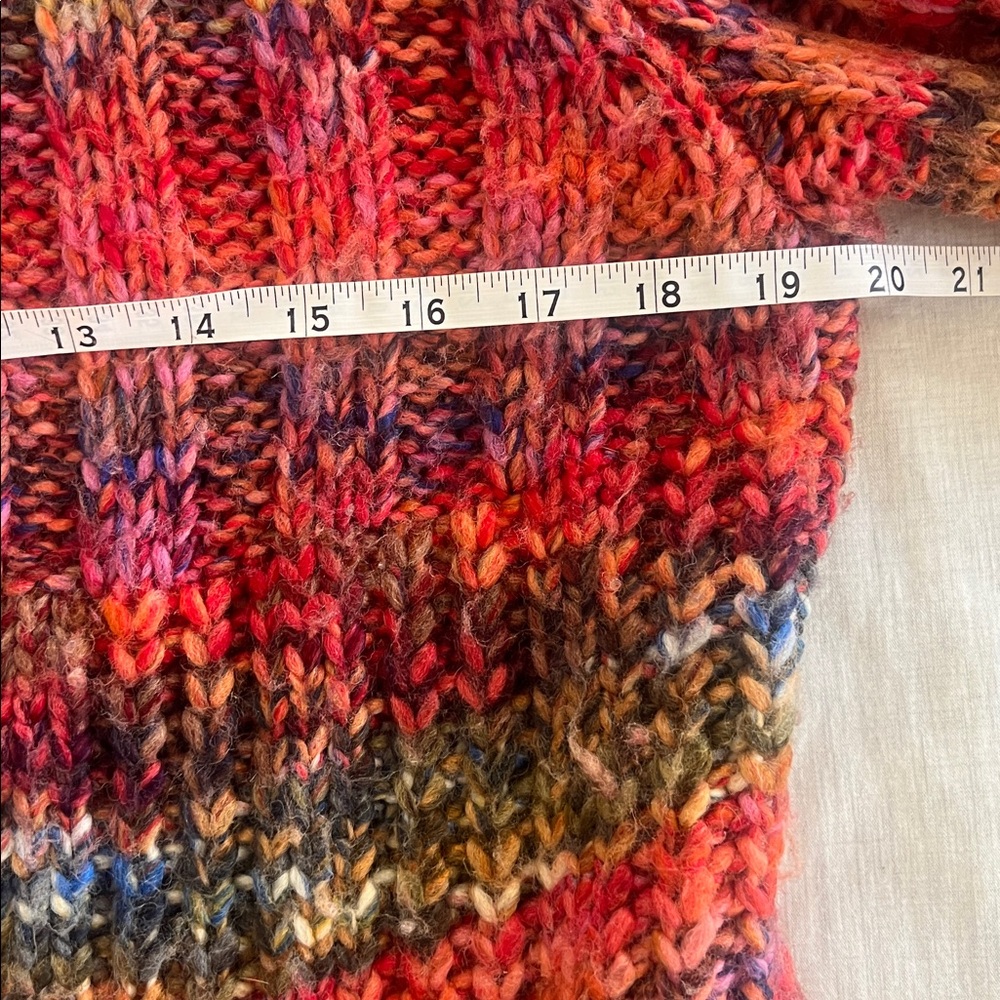 Sundance Long Chunky Knit Cardigan in Rainbow‎ Print Wool Blend Sz Medium - Picture 7 of 9